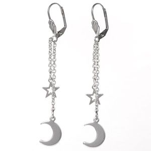 Moon & Star Stainless Steel Dangle Earrings ⭐️ 🌙